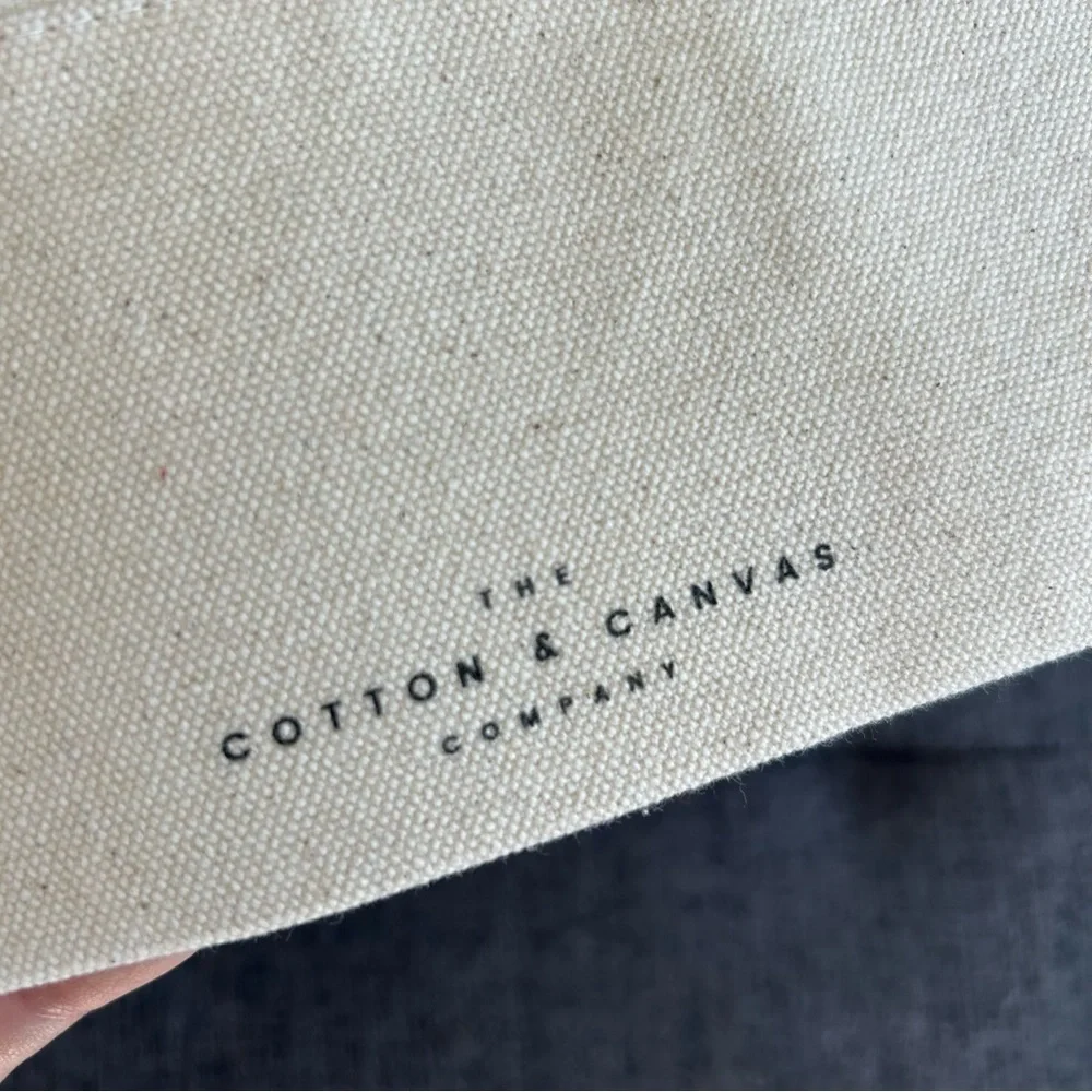 Canvas “c’est la vie” Pencil, Travel Mini Pouch, Cream, Black